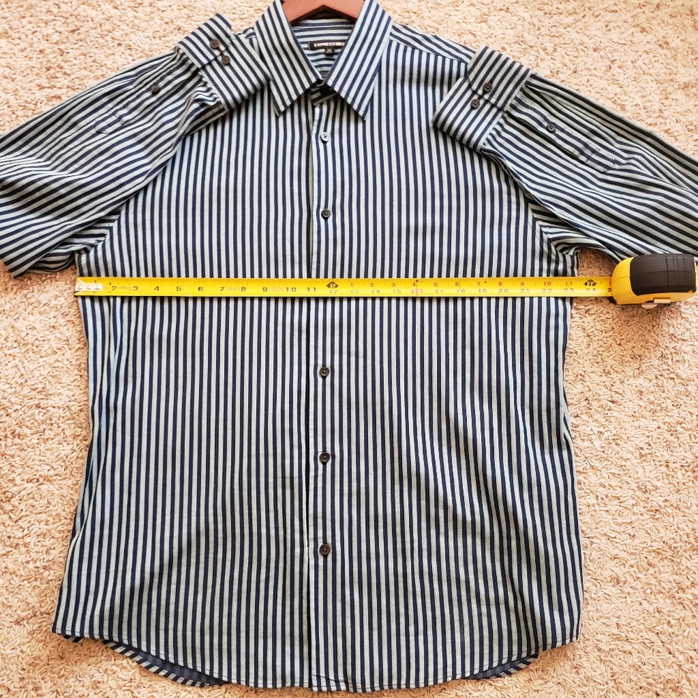 Express 1MX Modern Fit Men's Long Sleeve Button Up Shirt - Picture 3 of 7